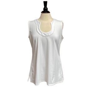 Katherine Way White Sleeveless U-Neck Top Size Large NWT